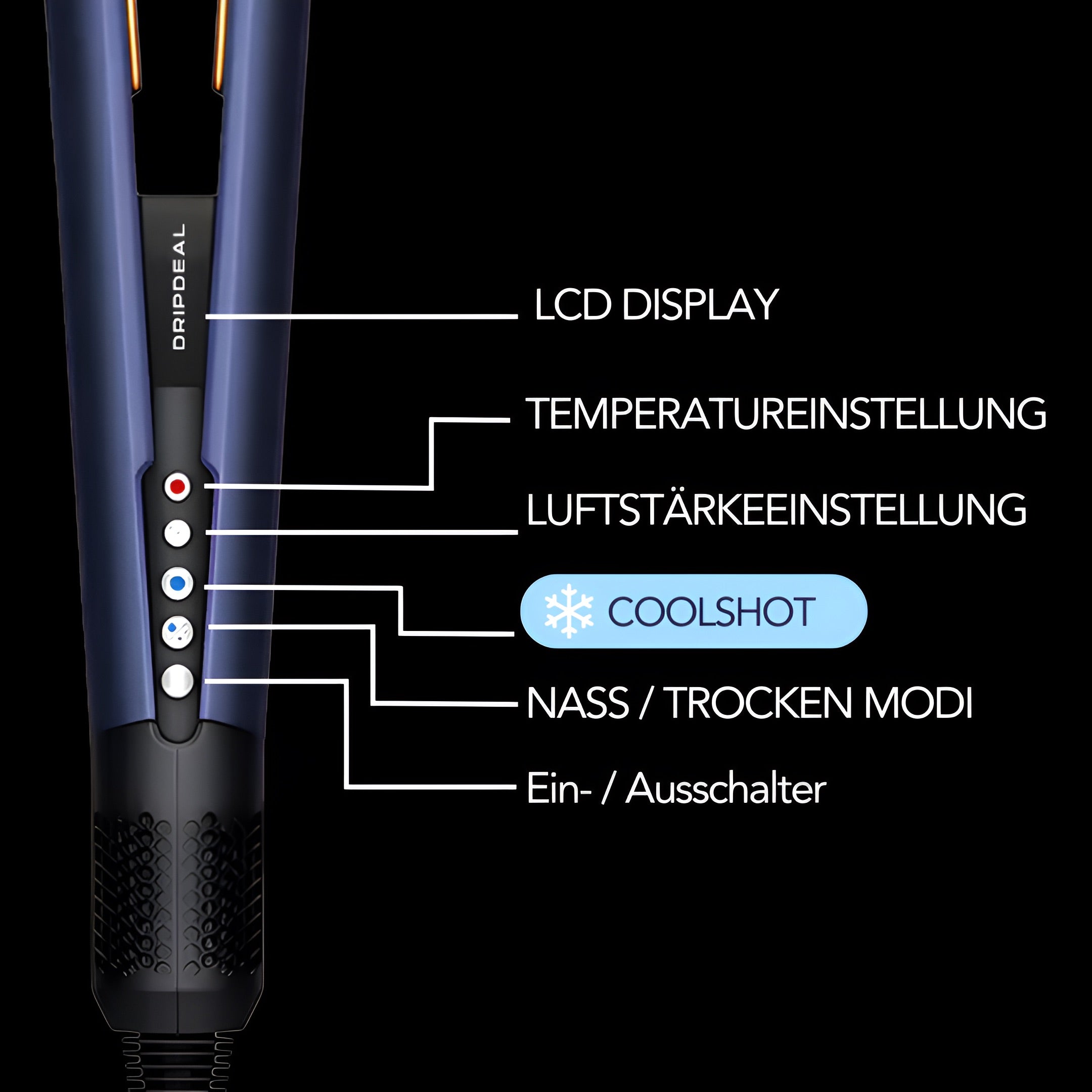 Air straightener Dripdeal – Föhnen & Glätten in einem | Schonendes Haarstyling