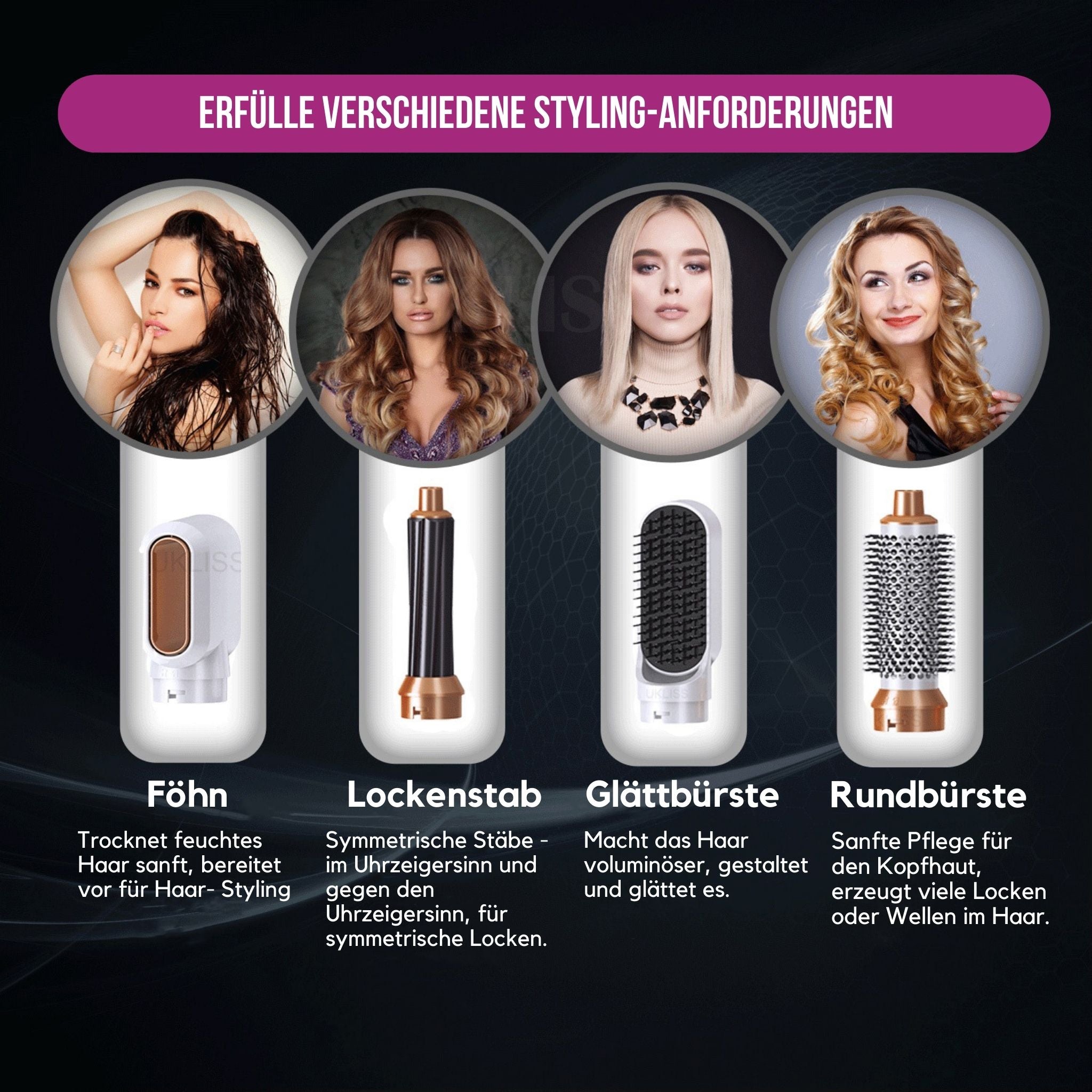 5 in 1 Hairstyler Locken, Glätten & Trocknen mit Coanda Effekt