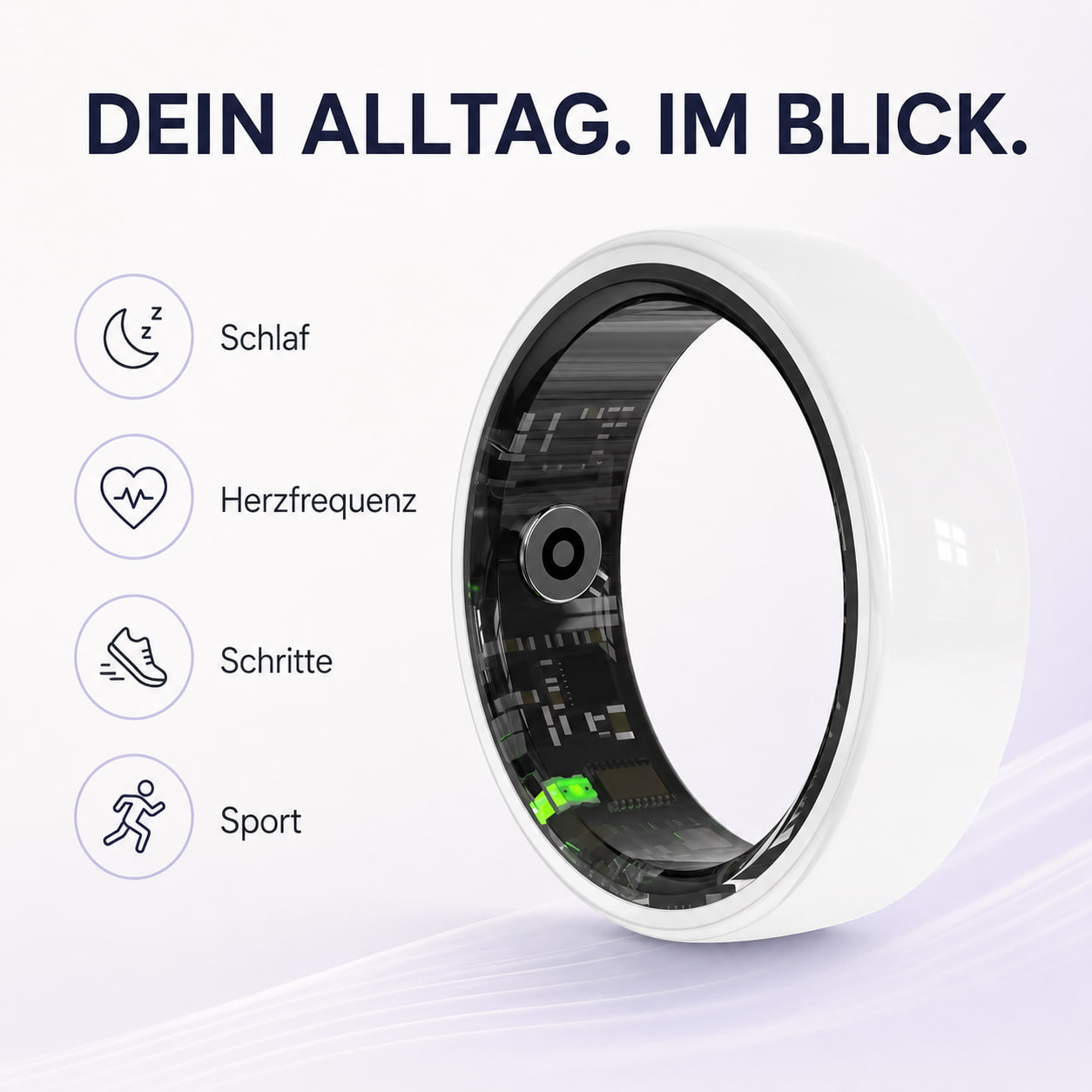 SyncRing – Keramik Smart Ring | Schlaf Tracker, Fitness Ring, Health Ring ohne Abo