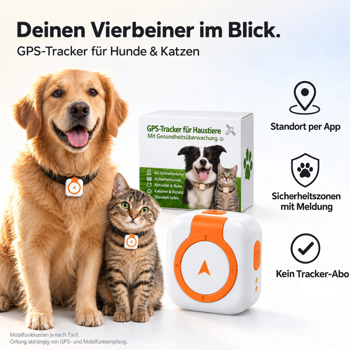 Dripdeal GPS-Tracker für Hunde – 4G Live-Ortung & Sicherheitszone