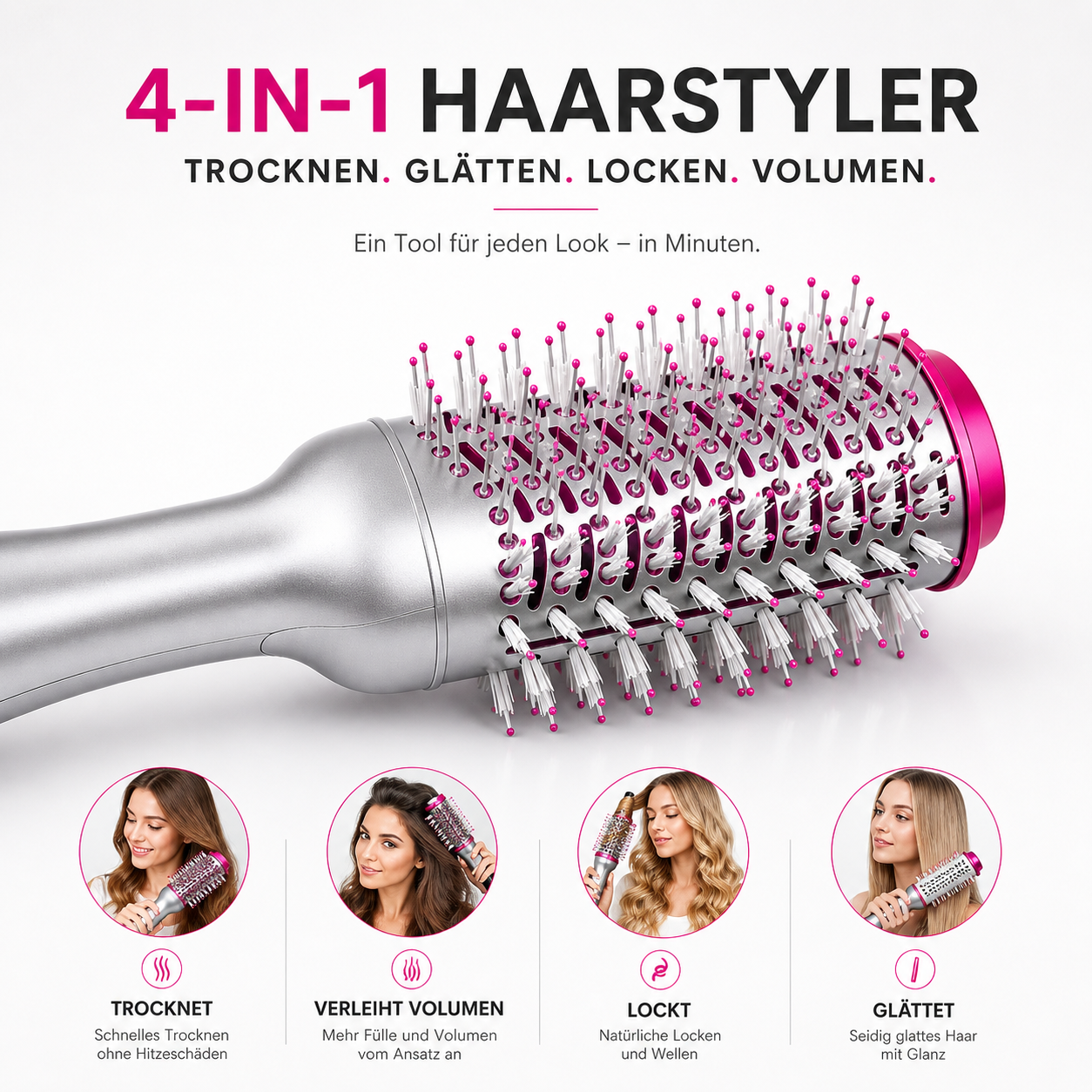 4-in-1 Heißluftbürste Dripdeal | Glänzendes Haar & Volumen in Minuten