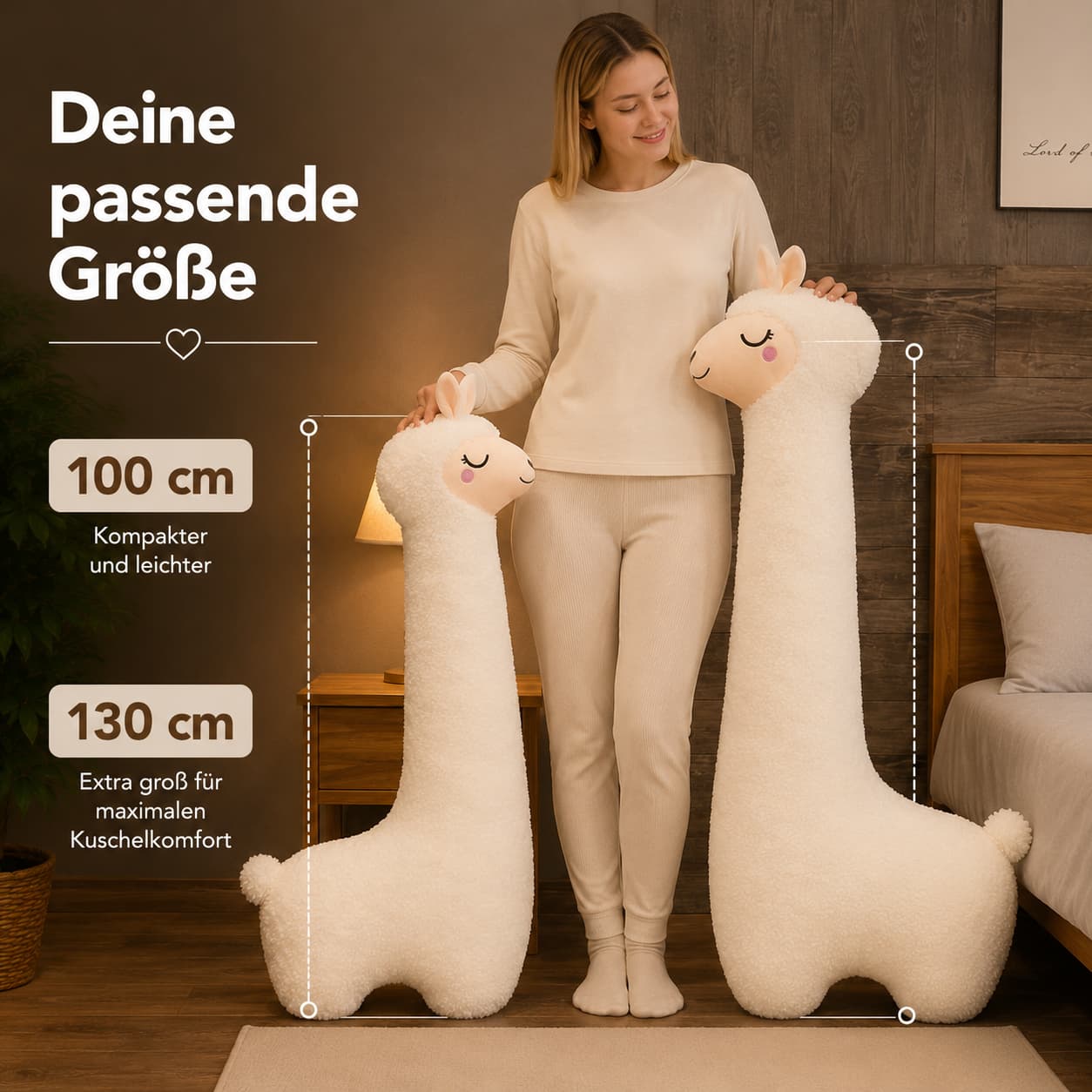 XXL Alpaka Seitenschläferkissen – flauschiges Ganzkörperkissen