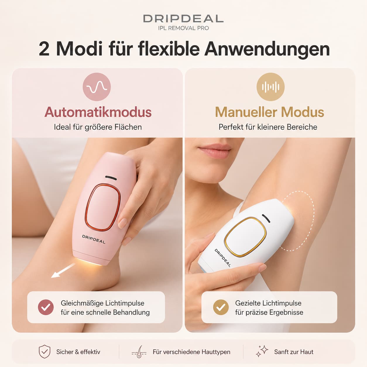 IPL Haarentfernungsgerät Dripdeal | Schmerzfrei, Langanhaltend & Hautschonend