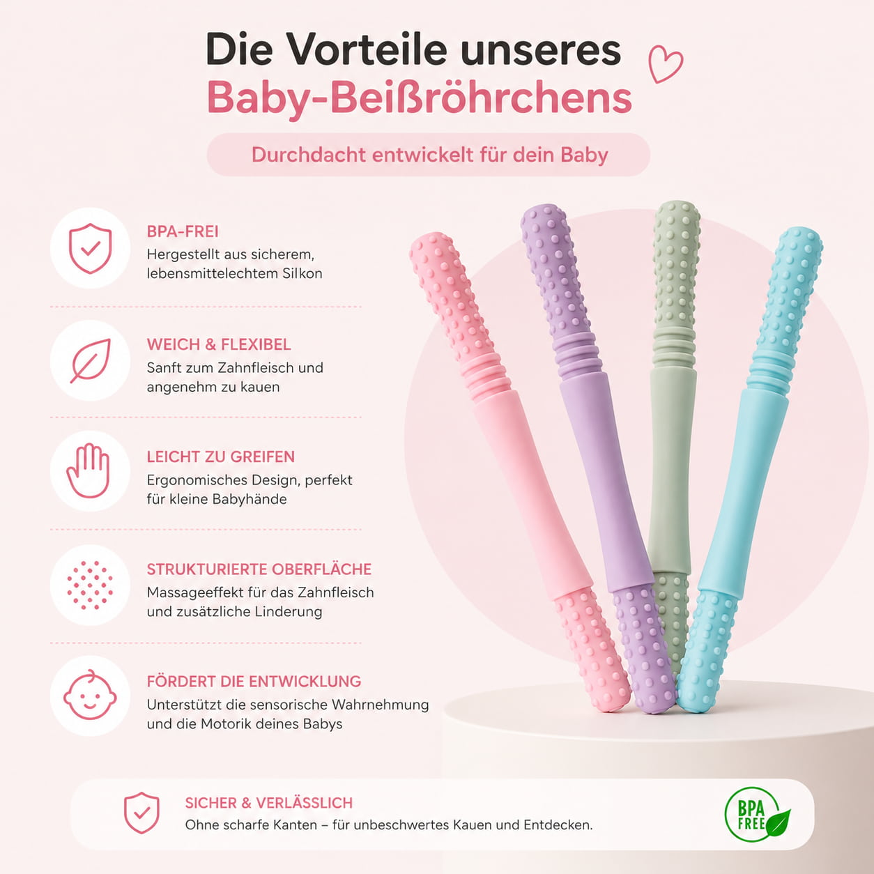 Baby Teether DripDeal BPA-frei + Zahnungshilfe + Finger-Schutz + Kautraining 3er Set