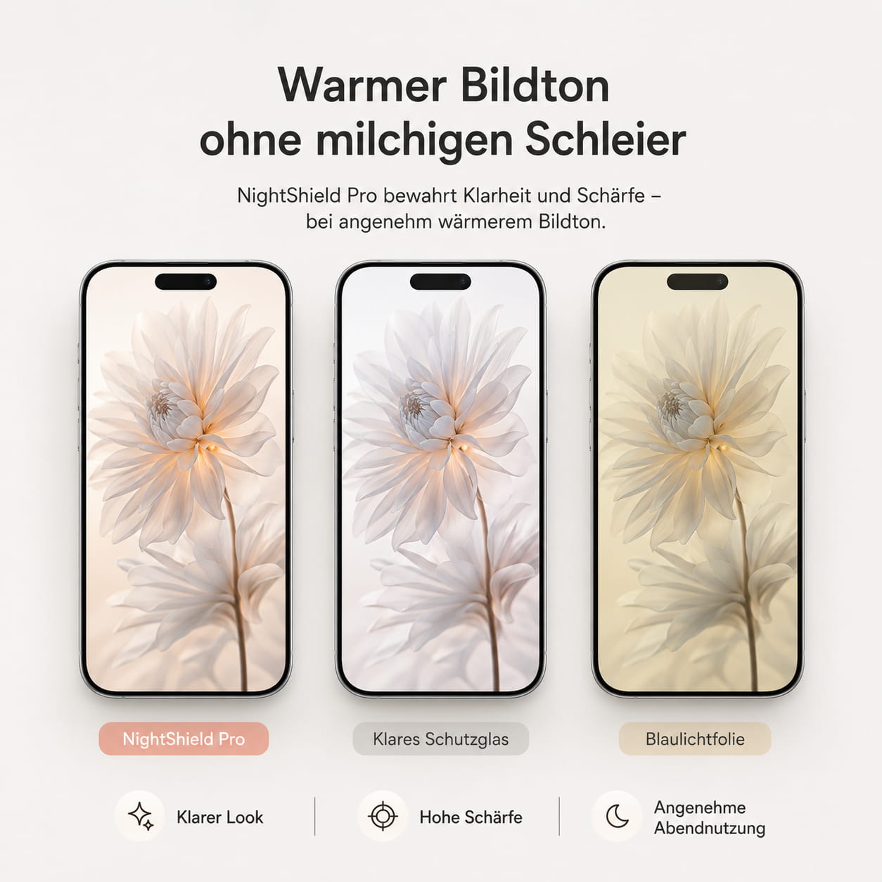 NightShield Pro – Rotlicht-Filter Panzerglas (Blaulicht-Reduktion) für iPhone 15/16/17