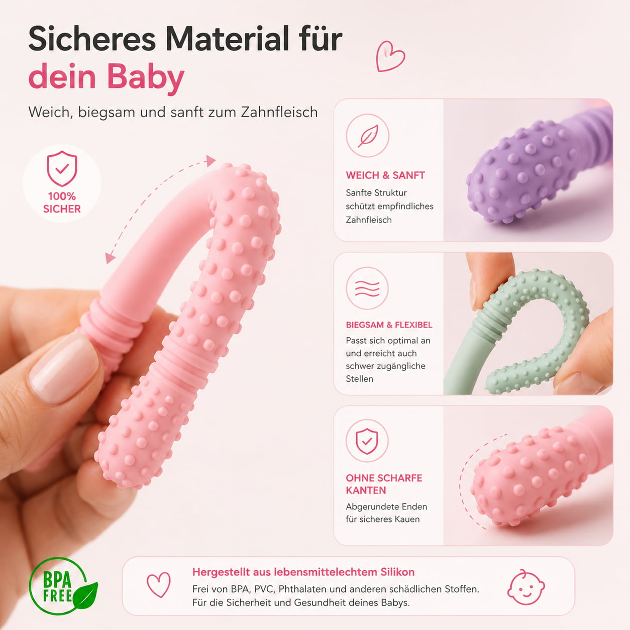 Baby Teether DripDeal BPA-frei + Zahnungshilfe + Finger-Schutz + Kautraining 3er Set