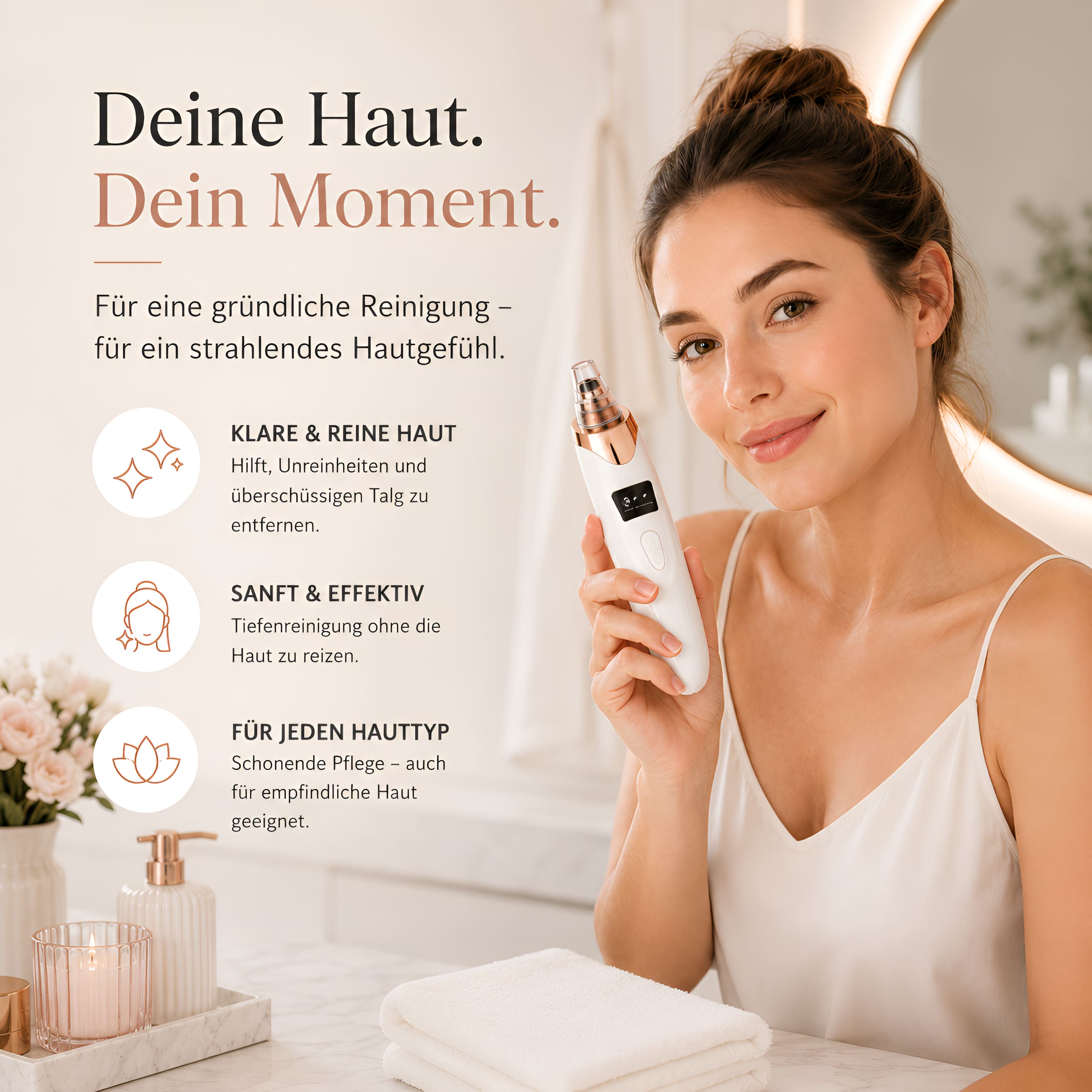 Vakuum Porenreiniger gegen Mitesser – Mit 5 Aufsätzen & 3 Stufen