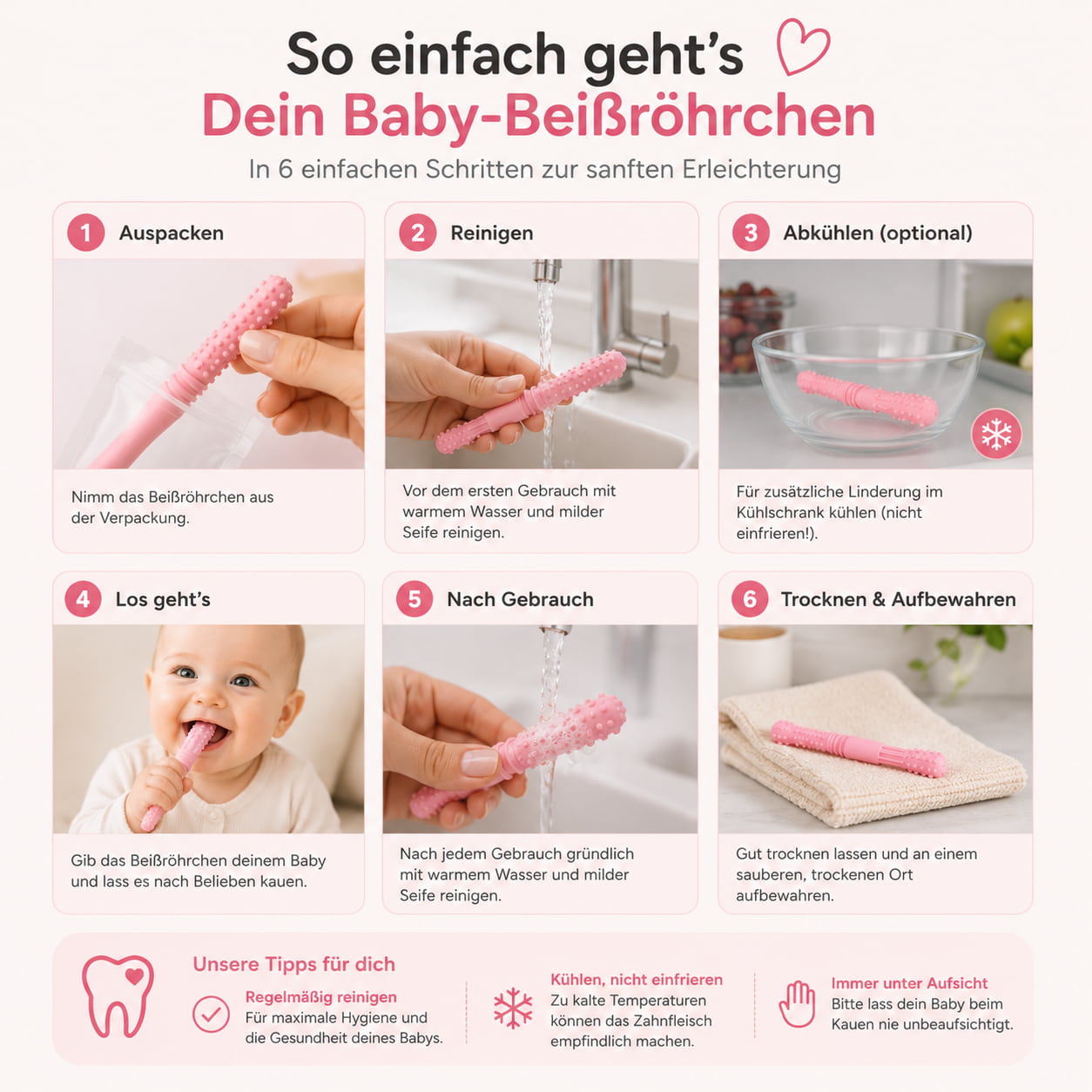 Baby Teether DripDeal BPA-frei + Zahnungshilfe + Finger-Schutz + Kautraining 3er Set