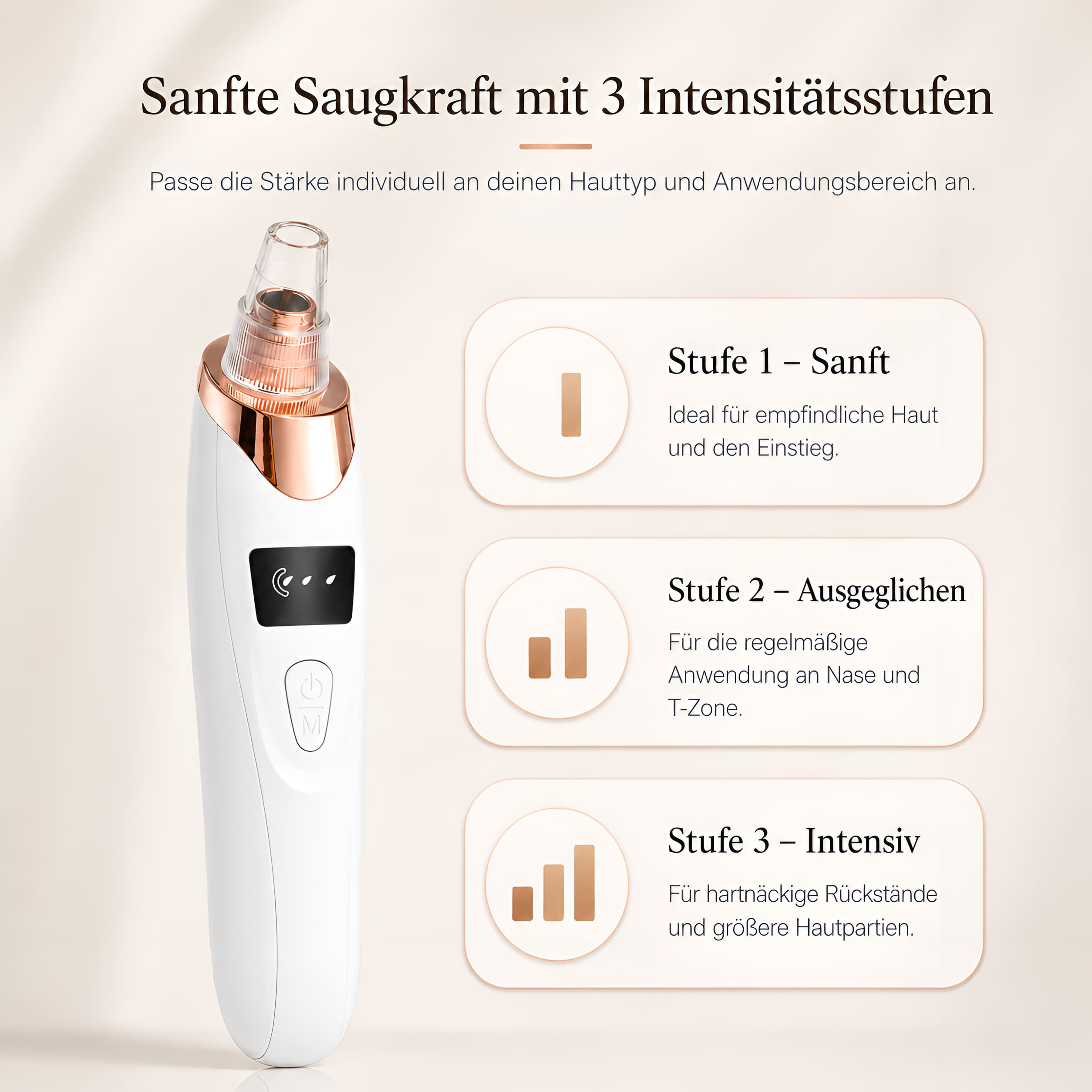 Vakuum Porenreiniger gegen Mitesser – Mit 5 Aufsätzen & 3 Stufen