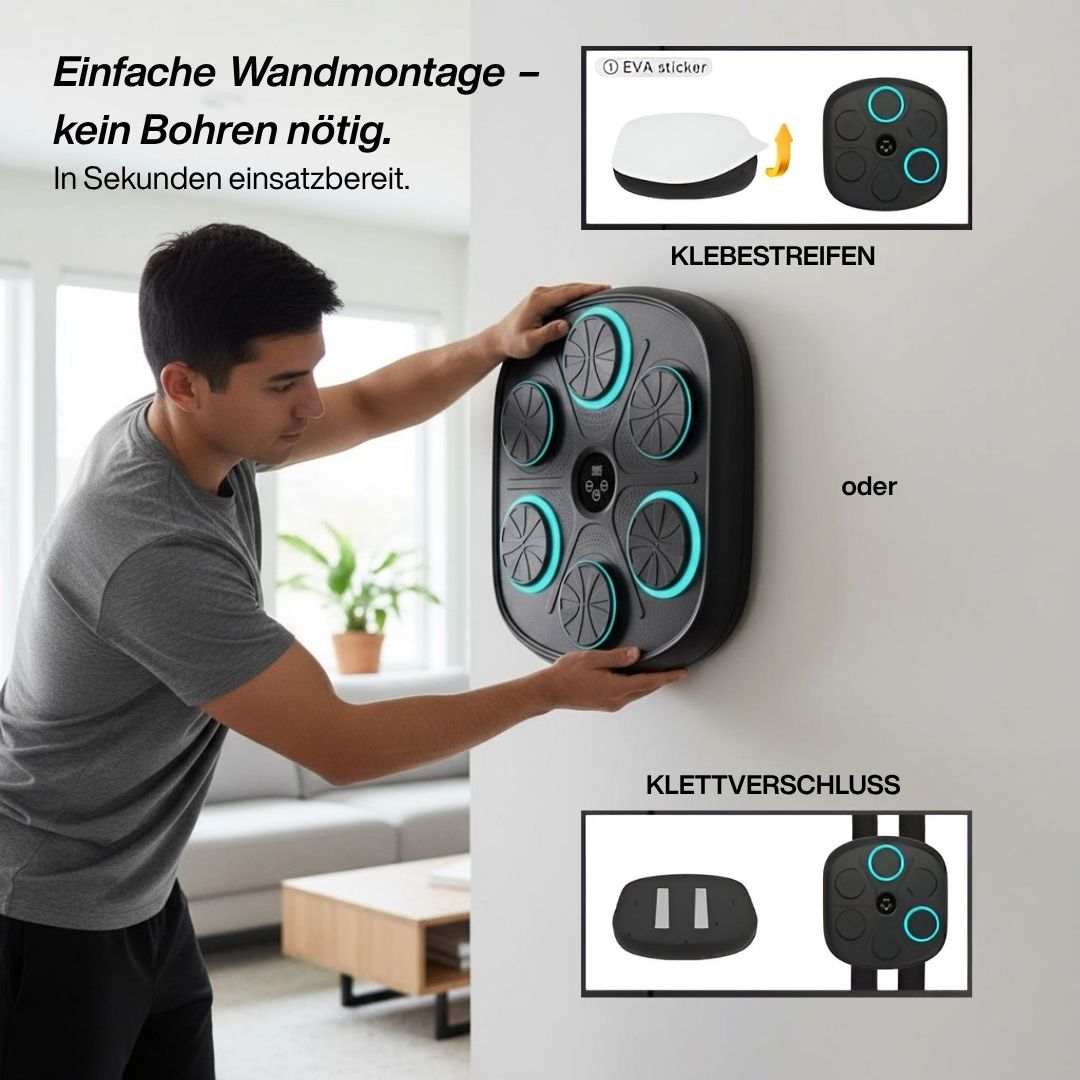 Musik Box Maschine mit Handschuhen – Fitness Boxen, Reaktions- & Stressabbau Training