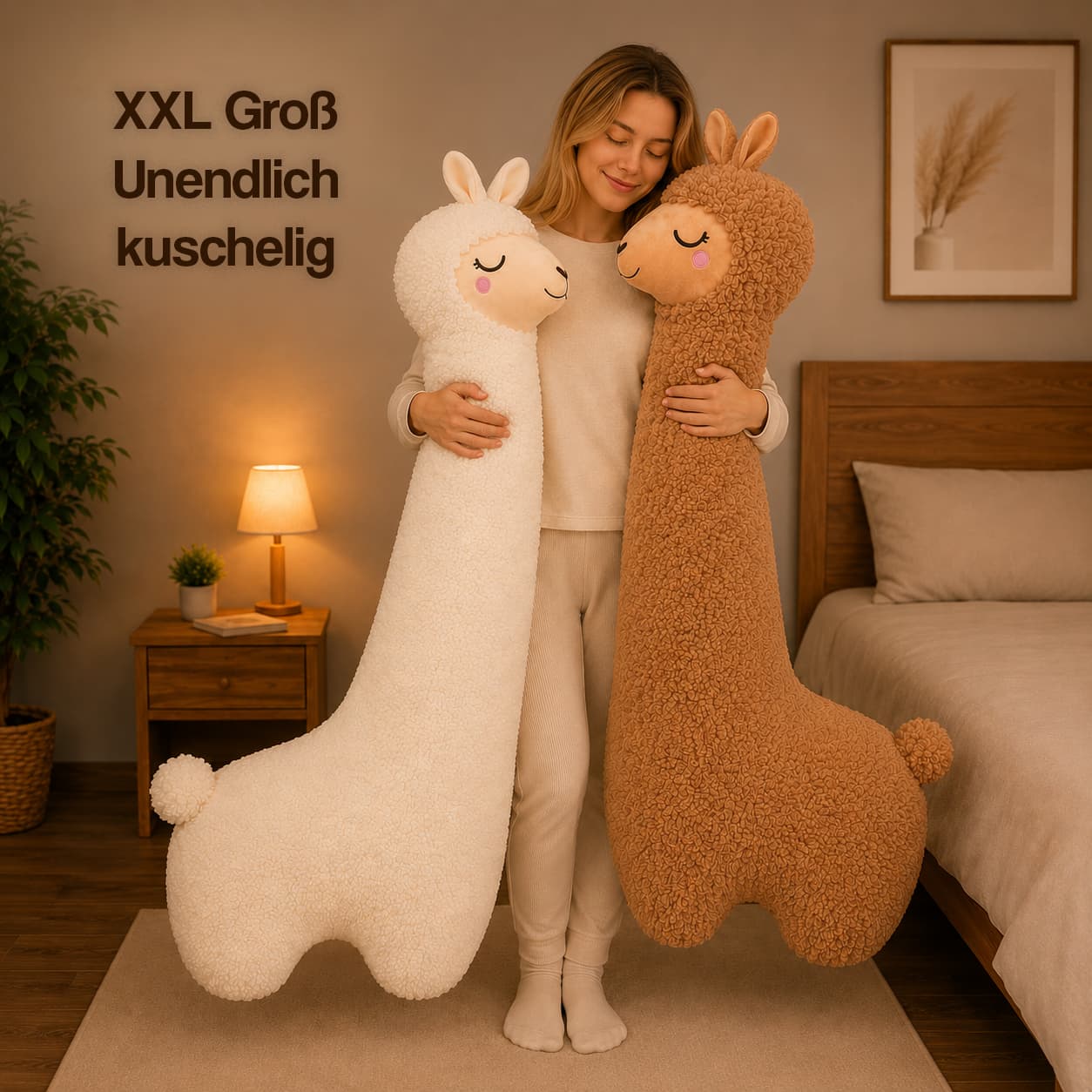 XXL Alpaka Seitenschläferkissen – flauschiges Ganzkörperkissen
