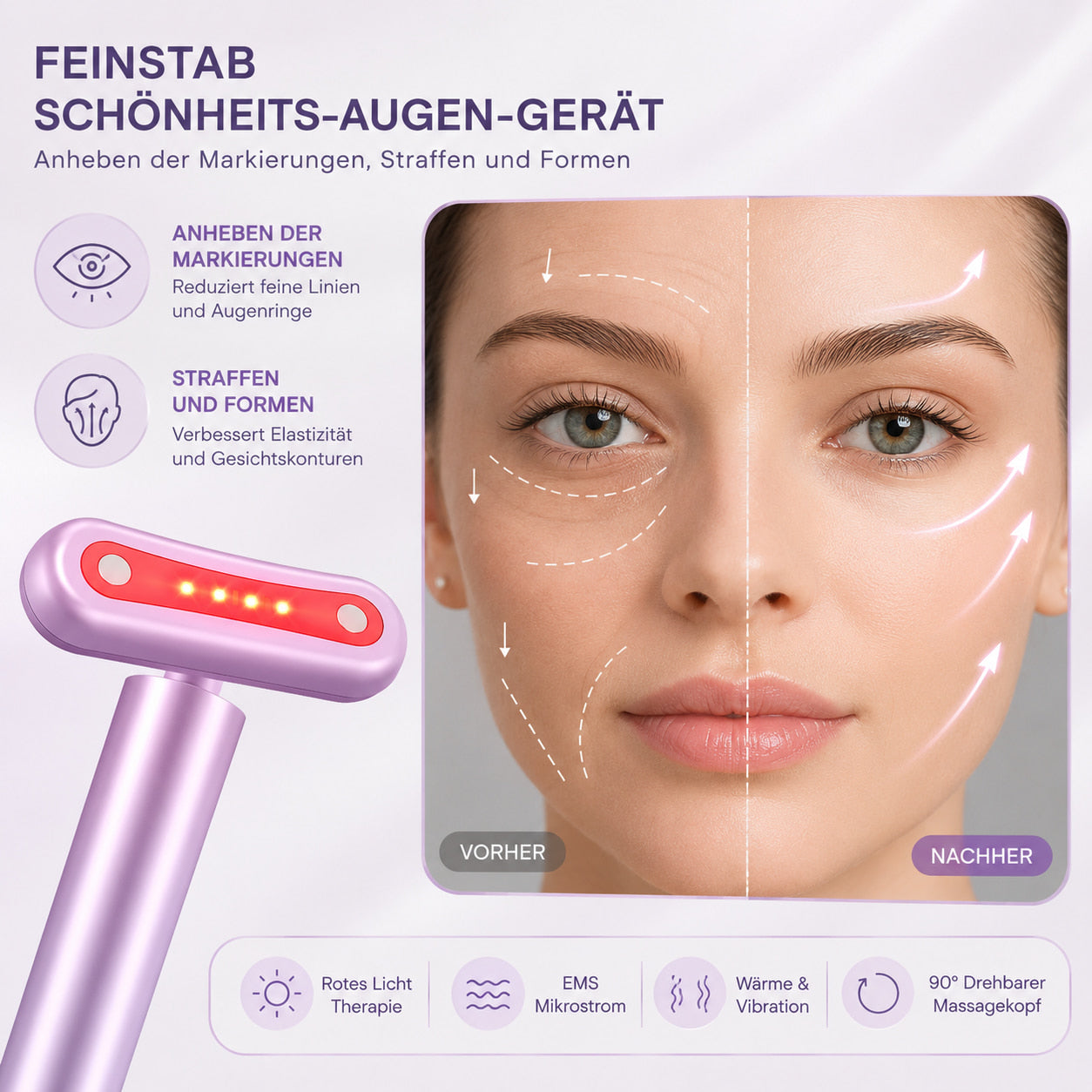 AgeDefy EMS Massagegerät – DripDeal™ mit Rotlicht & Hautstraffung