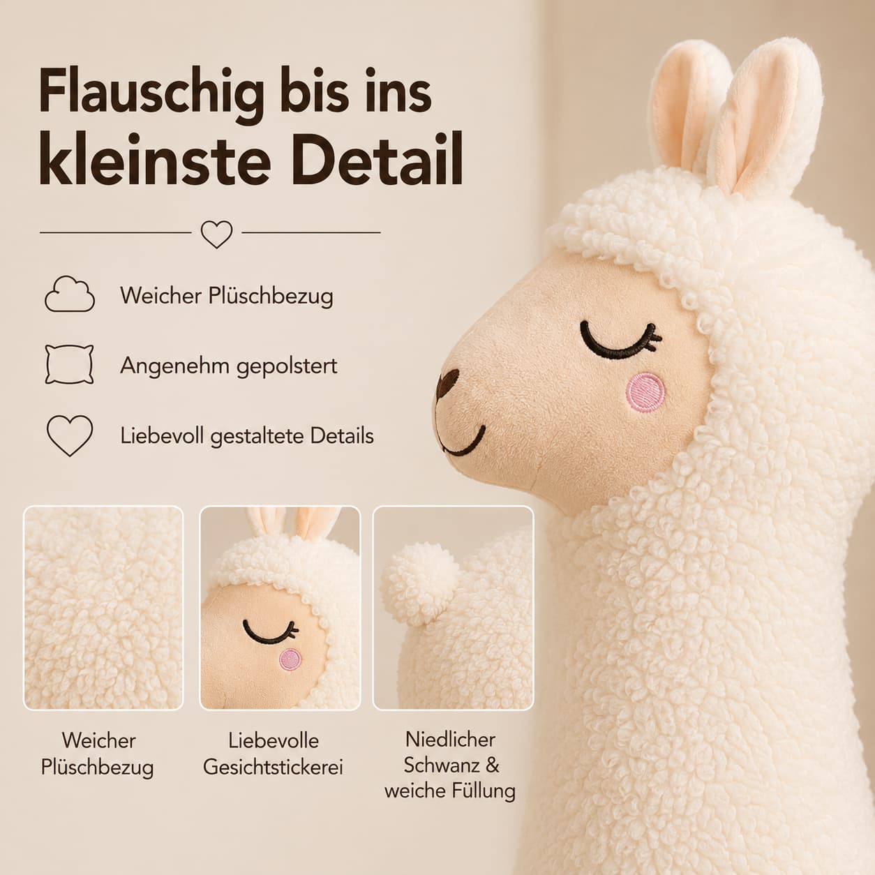 XXL Alpaka Seitenschläferkissen – flauschiges Ganzkörperkissen