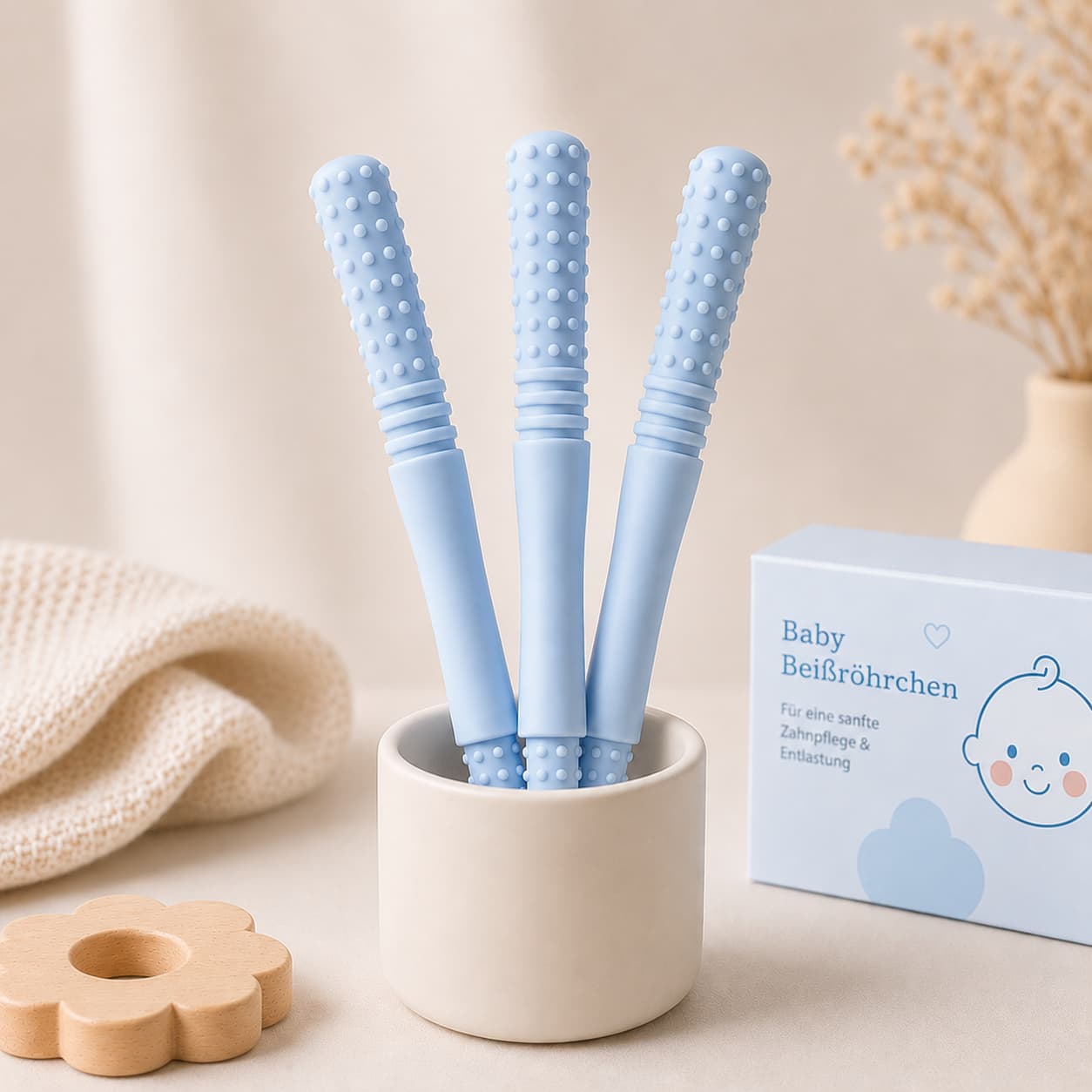 Baby Teether DripDeal BPA-frei + Zahnungshilfe + Finger-Schutz + Kautraining 3er Set