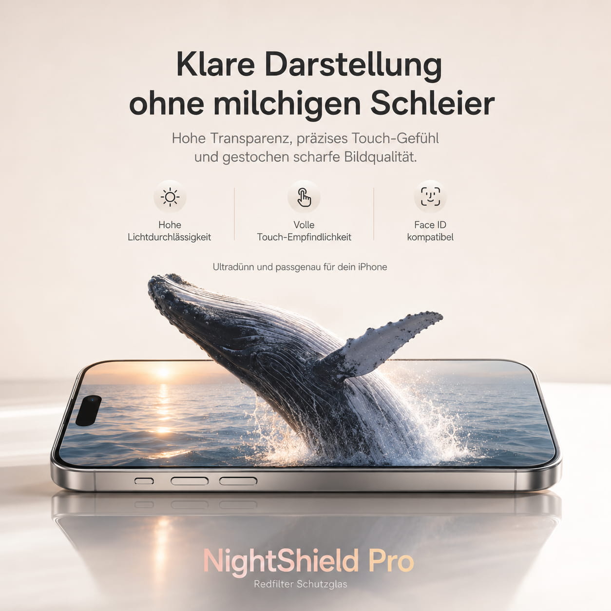 NightShield Pro – Rotlicht-Filter Panzerglas (Blaulicht-Reduktion) für iPhone 15/16/17