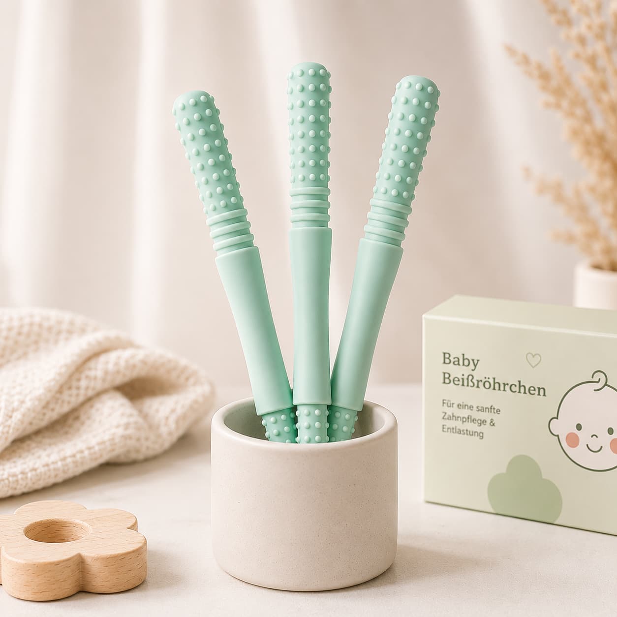 Baby Teether DripDeal BPA-frei + Zahnungshilfe + Finger-Schutz + Kautraining 3er Set