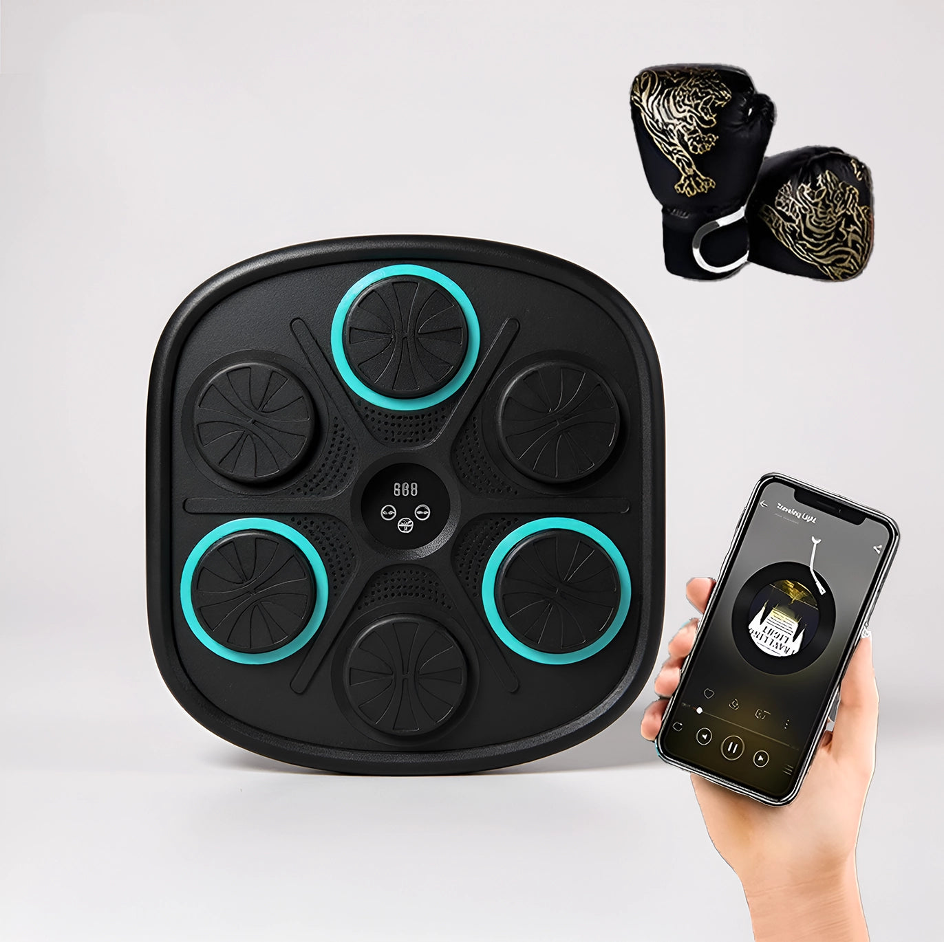 Musik Box Maschine mit Handschuhen – Fitness Boxen, Reaktions- & Stressabbau Training